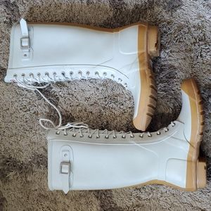 RARE Hunter Watling Lace Up Knee High Rain Boots Limited Edition Hunter Welles